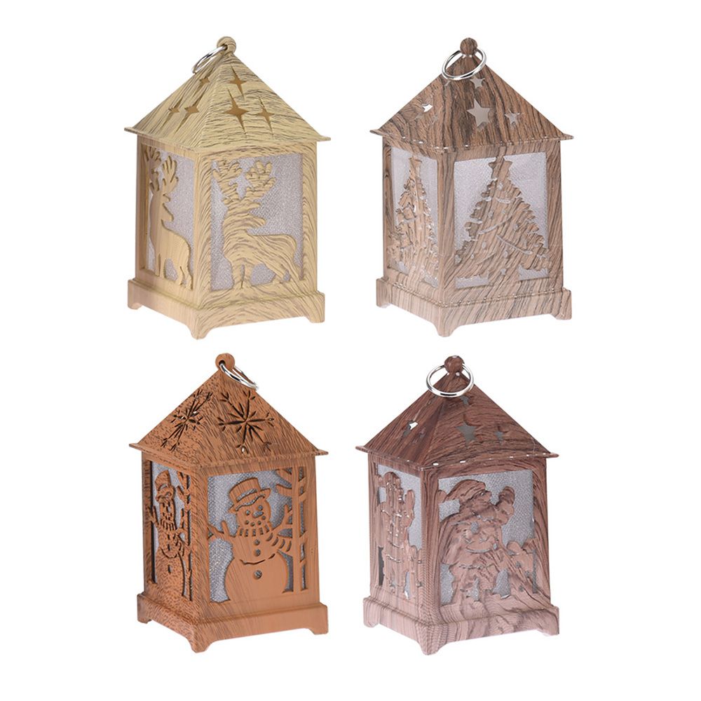 Lanterna decorativa LED efeito madeira talhada 6,5x6,5x12cm cores/modelos sortidos - Image 2
