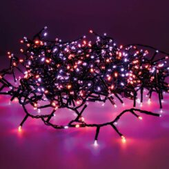 Grinalda LED compact intermitente roxo e laranja 750 leds IP44 cabo preto 21m