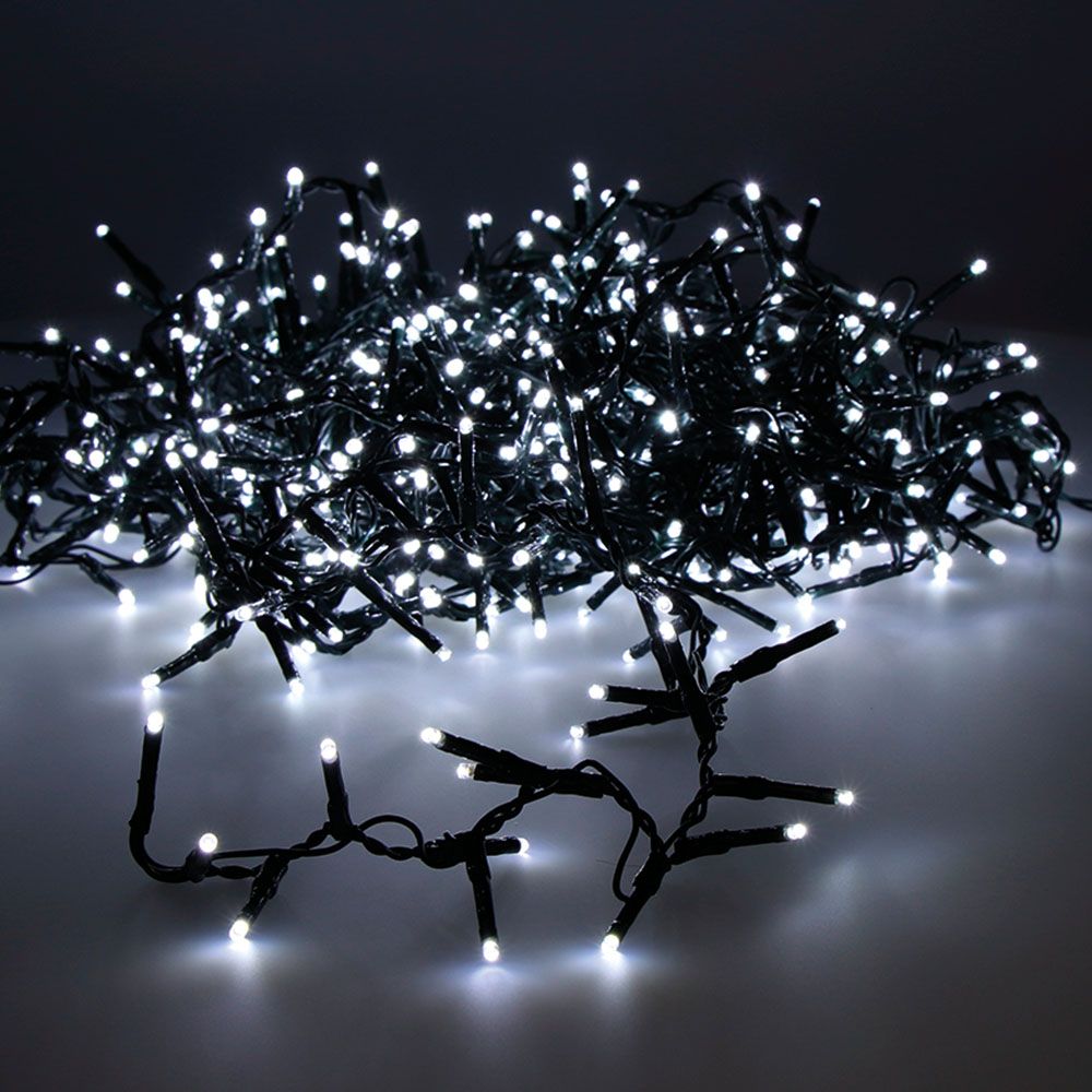Grinalda LED compact intermitente branco frio 500 leds IP44 cabo verde 16m