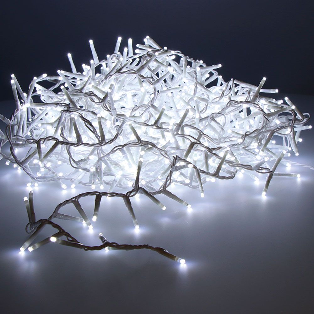 Grinalda LED compact intermitente branco frio 500 leds IP44 cabo branco 16m