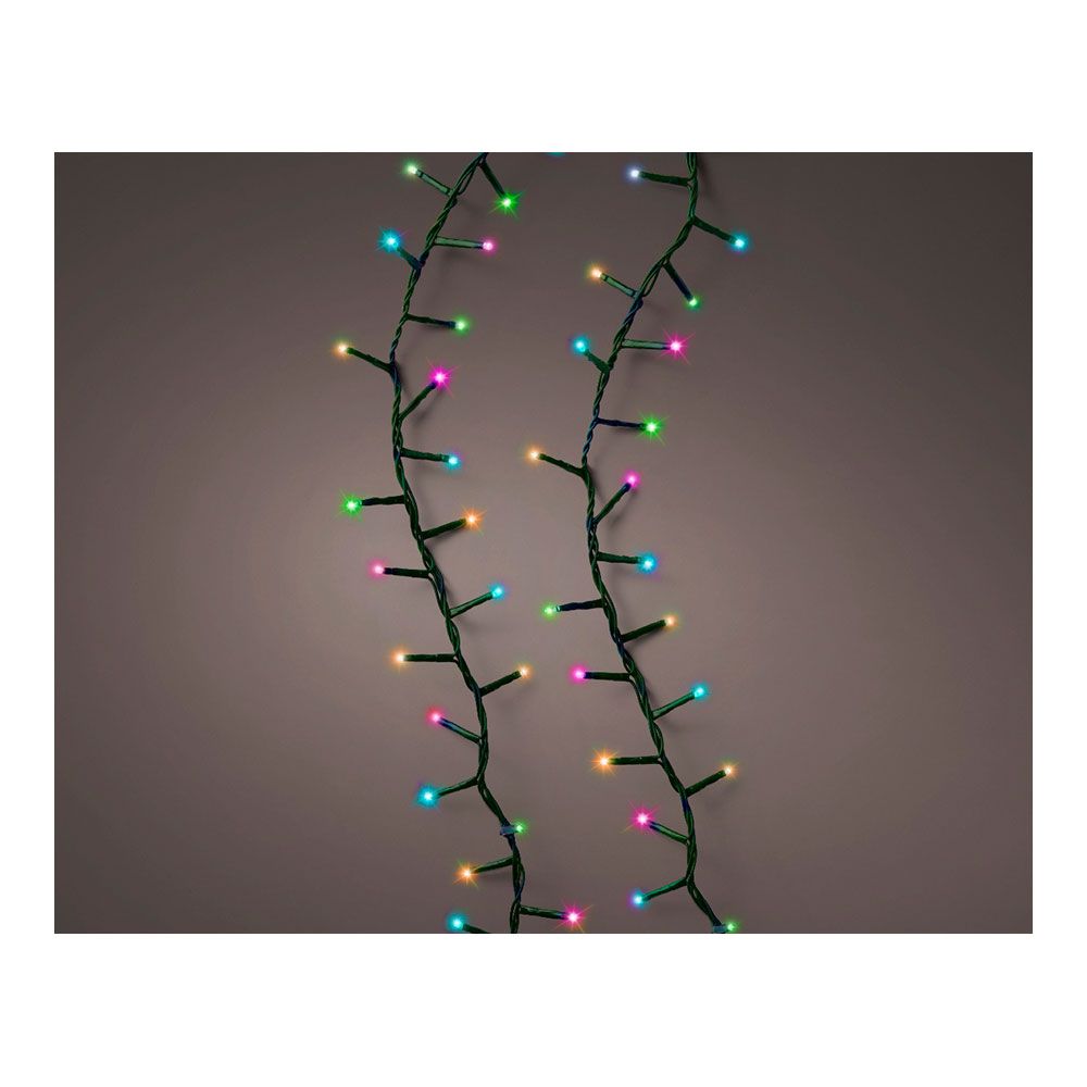 LUMINEO Guirlanda multifuncional, uso externo, LED compacto, multicolorido pastel, cabo verde, 750 LEDs, 21 m