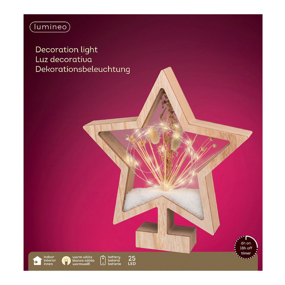 Estrela de madeira com micro leds, 26X4X28cm. lumineo - Image 3