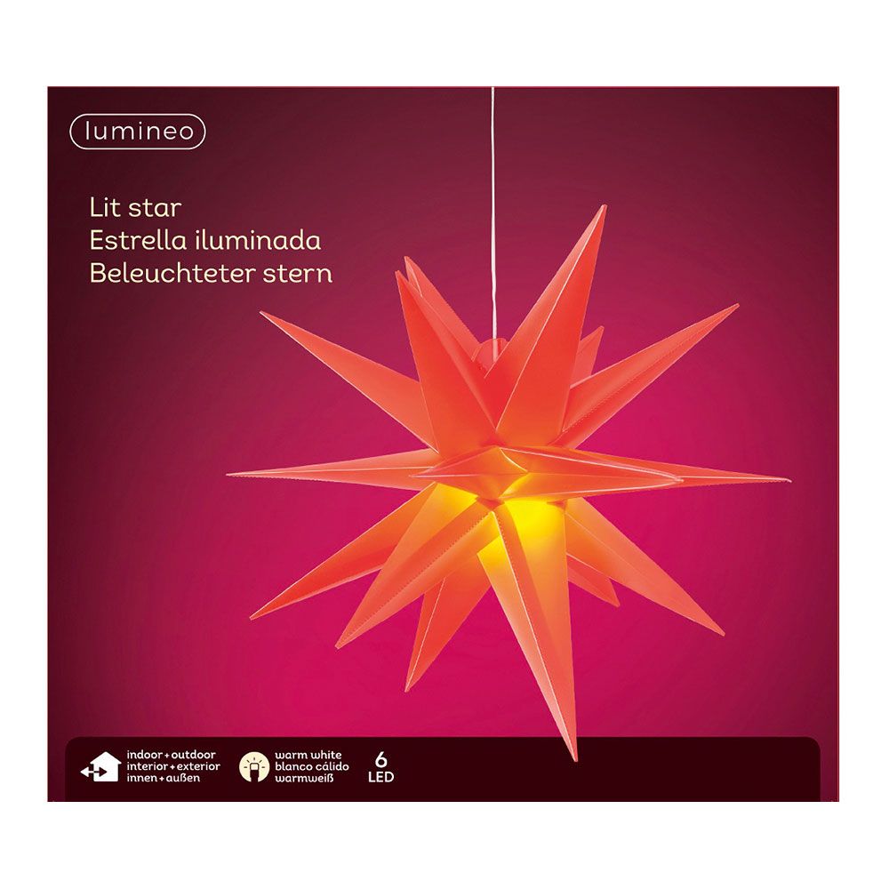 Estrela vermelha iluminada Ø40x40cm 6 leds exterior - Image 3