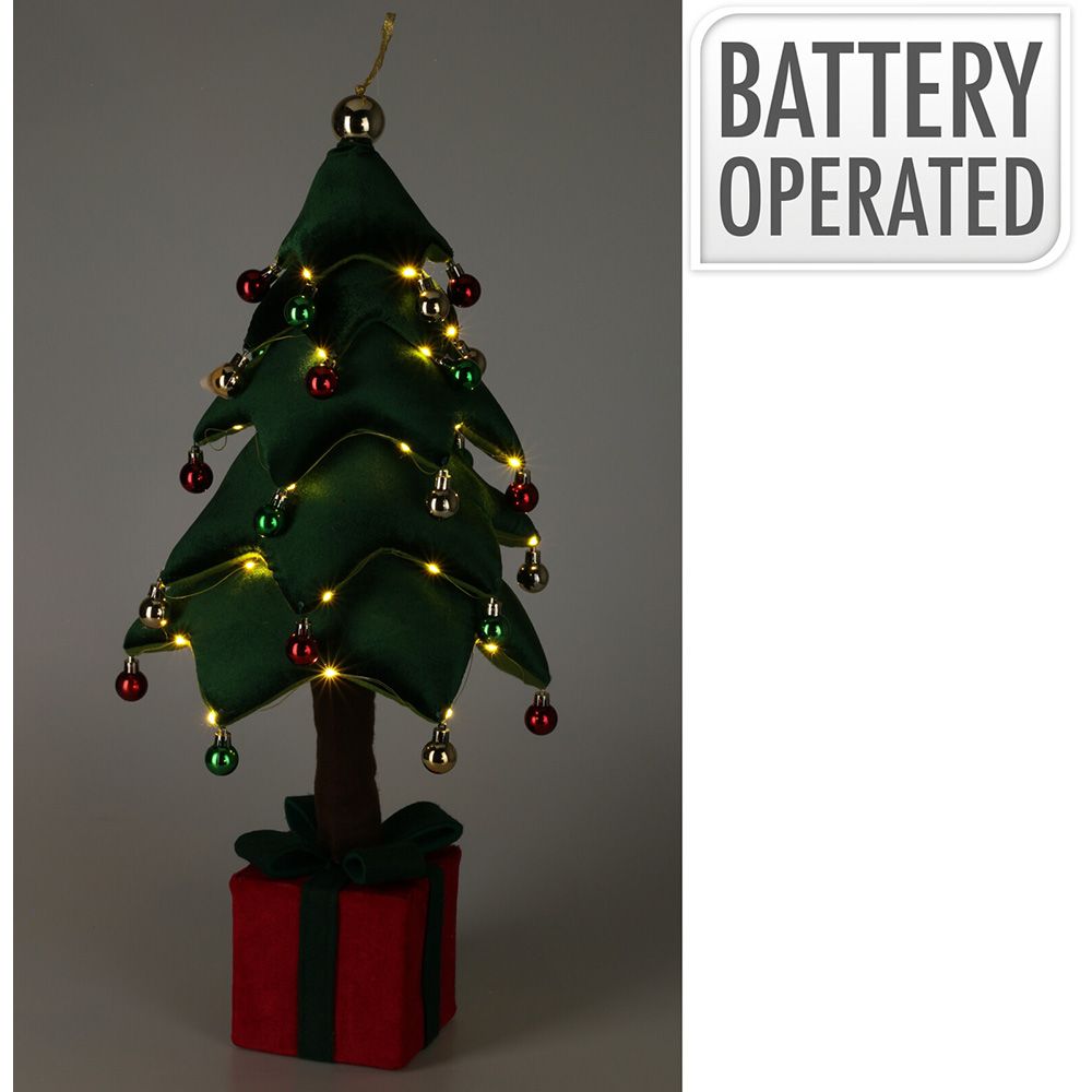 Árvore de natal com LED, branco quente, a pilhas, 70 cm.