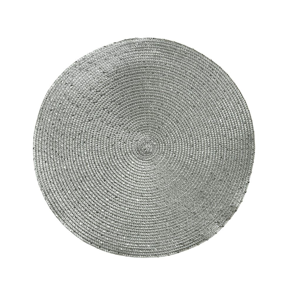 Base individual redonda e prateada, Ø38 x 0,2 cm