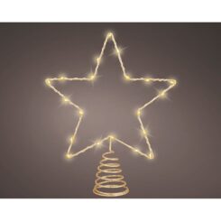 Decoração estrela para árvore de Natal, dourada, 20 LEDs, 23 x 6 x 25,5 cm