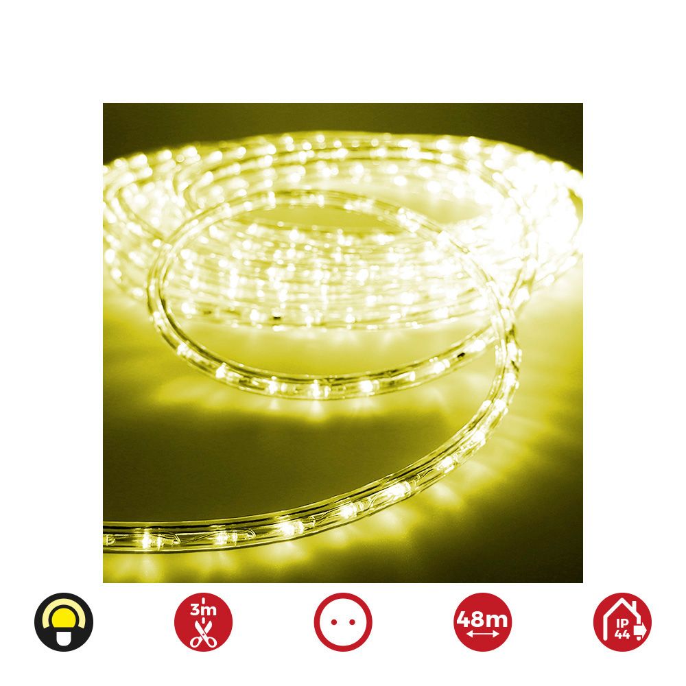Tubo flexiled 36 leds/m amarelo, 2 vias multifunções, IP44 48m