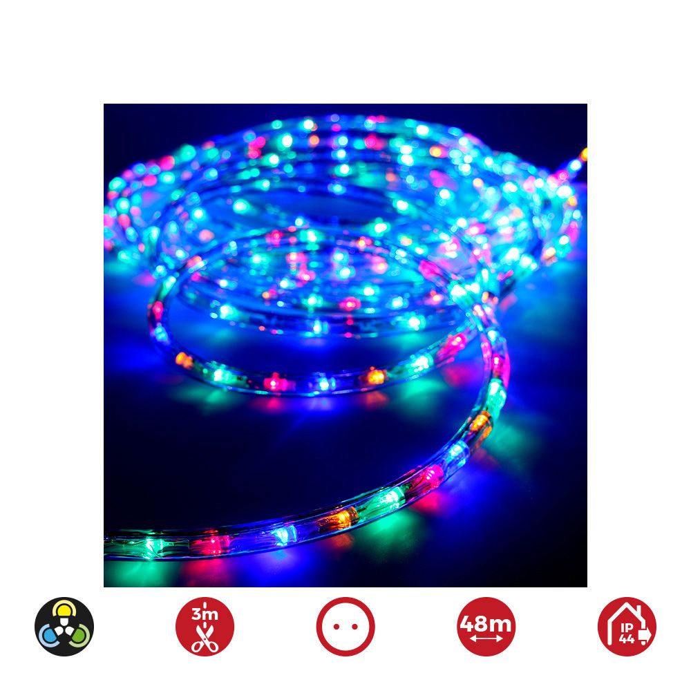 Tubo flexiled 36 leds/m multicor, 2 vias multifunções IP44 48m