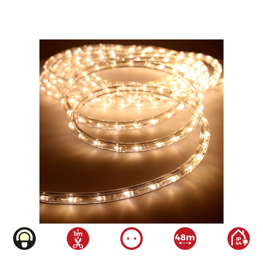 Tubo flexível fixo 2 vias 48m. 30 leds/m IP44 branco quente