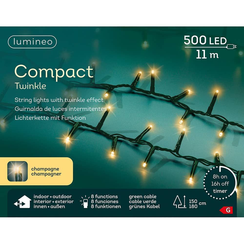 Guirlanda multifuncional, uso externo, led compacto, ouro macio, cabo verde, 500 leds, 16 m - Image 3