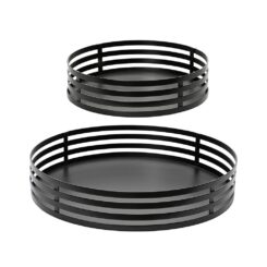 Conjunto de bandeja em ferro preto ø38 e ø28 cm, 2 unidades