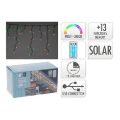 Guirlanda solar recarregável, 240 LEDs, multifuncional, multicolor, exterior, 8 m