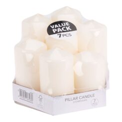 Velas de cera branca ø55 mm com diferentes alturas, 7 peças