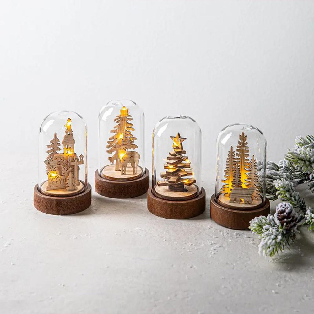 Figura decorativa de natal em madeira com LUZ LED, vários modelos
