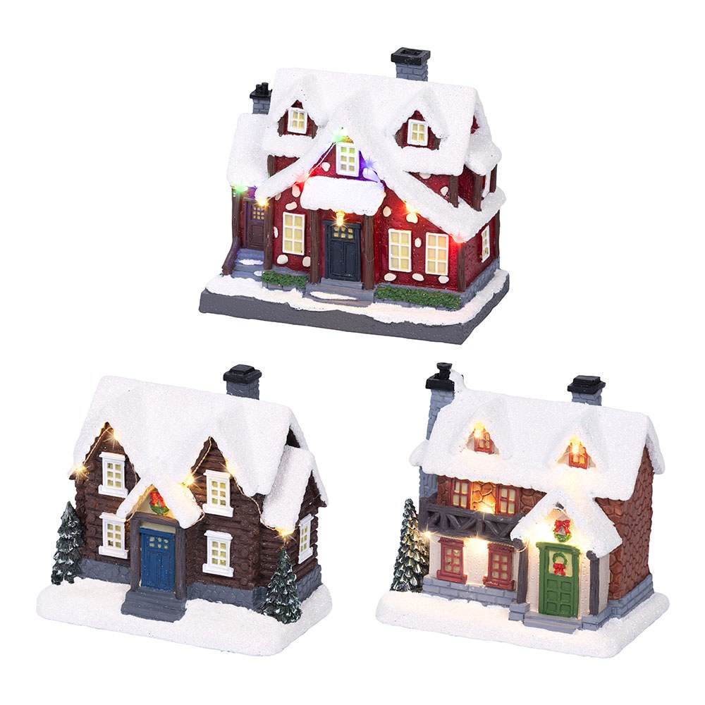 Casita de navidad led con luz fija, modelos variados