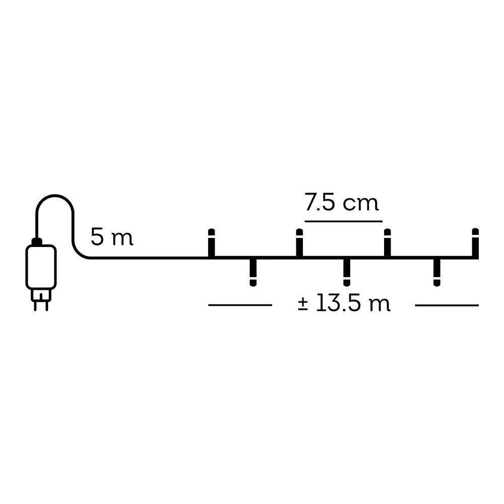 Cordão de luzes LED multifuncionais para exterior, 8 funções, 180 leds, LUZ quente clássica, cabo preto, 13,5 m - Image 4