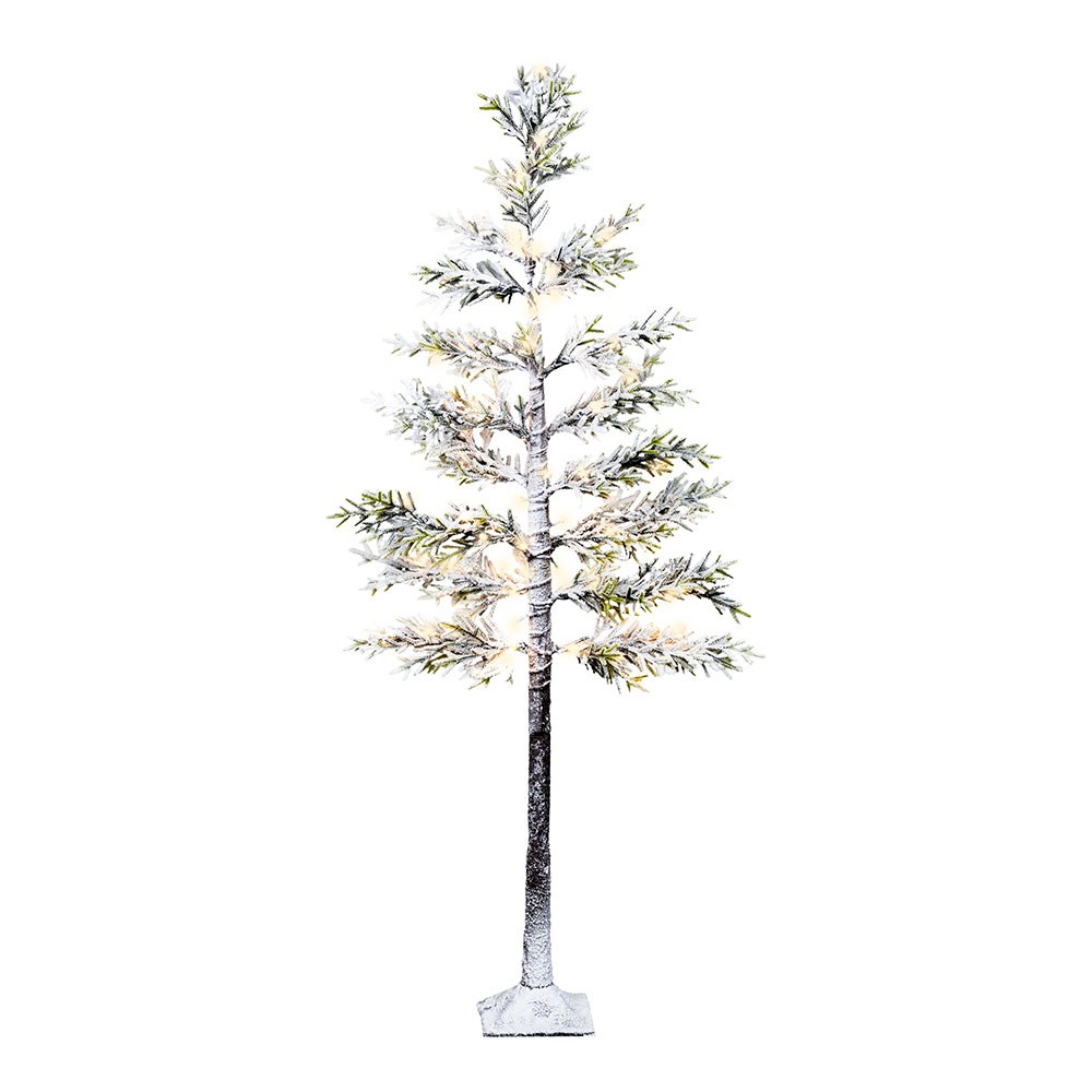 Árbol nevado led con función fija y parpadeante para uso exterior, 72 leds, ø60 x 1,5 m