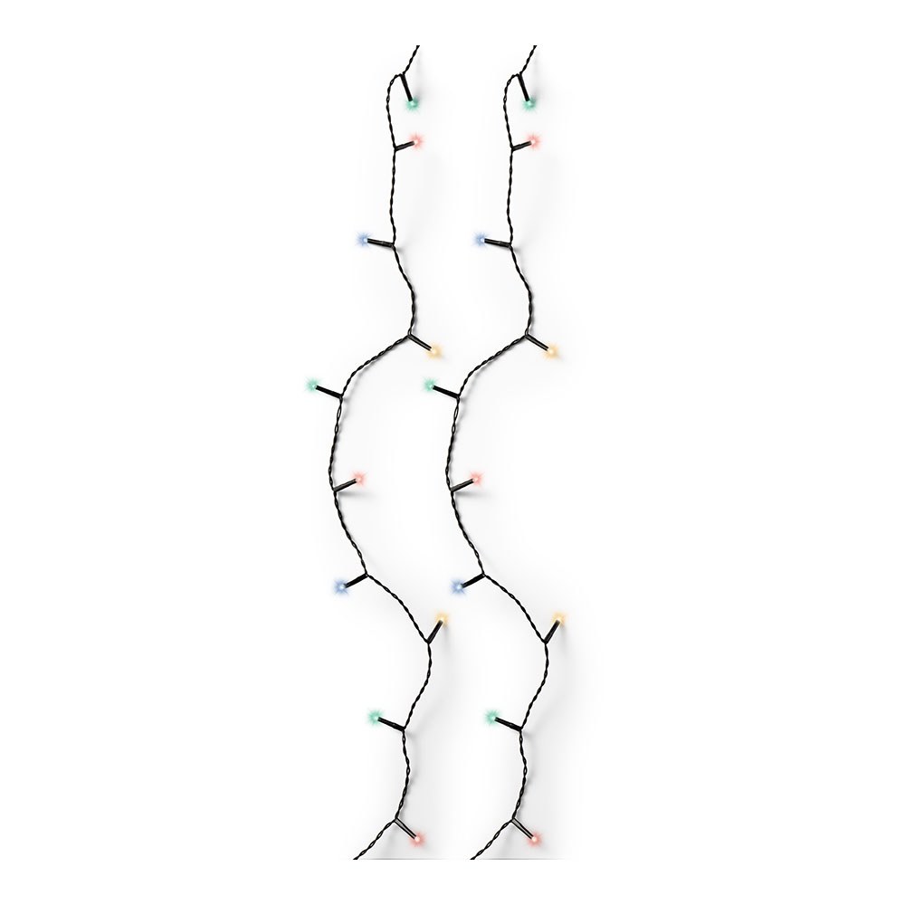 Cordão de luzes LED multifuncionais para exterior, 8 funções, 120 leds, multicolorido, cabo preto, 9 m