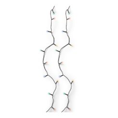 Cordão de luzes LED multifuncionais para exterior, 8 funções, 180 leds, multicolorido, cabo preto, 13,5 m