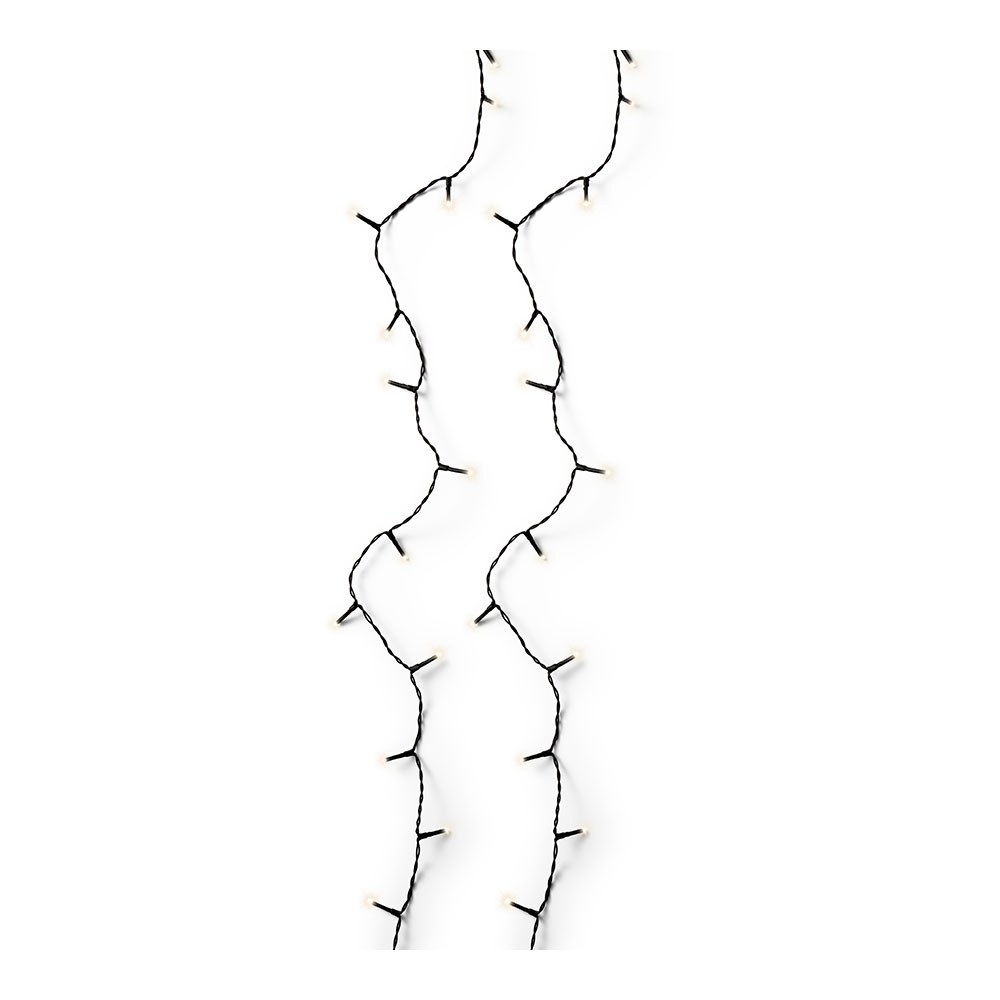 Guirnalda multifunción, uso exterior, basic, blanco cálido, cable negro, 80 leds, 6 m