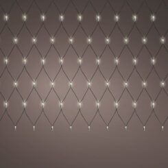 Rede de iluminação LED fixa para exterior, branco quente, cabo preto, 2 x 2 m