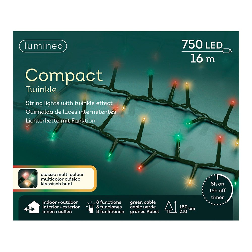 Guirnalda multifunción, uso exterior, led compact, multicolor clásico, cable negro, 750 leds, 16 m - Image 2