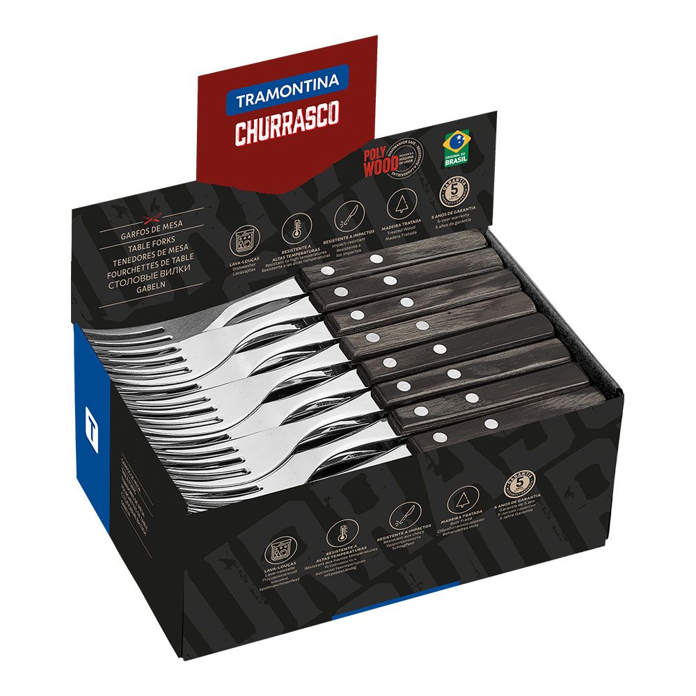 Garfo de mesa polywood castanho expositor 60 UDS