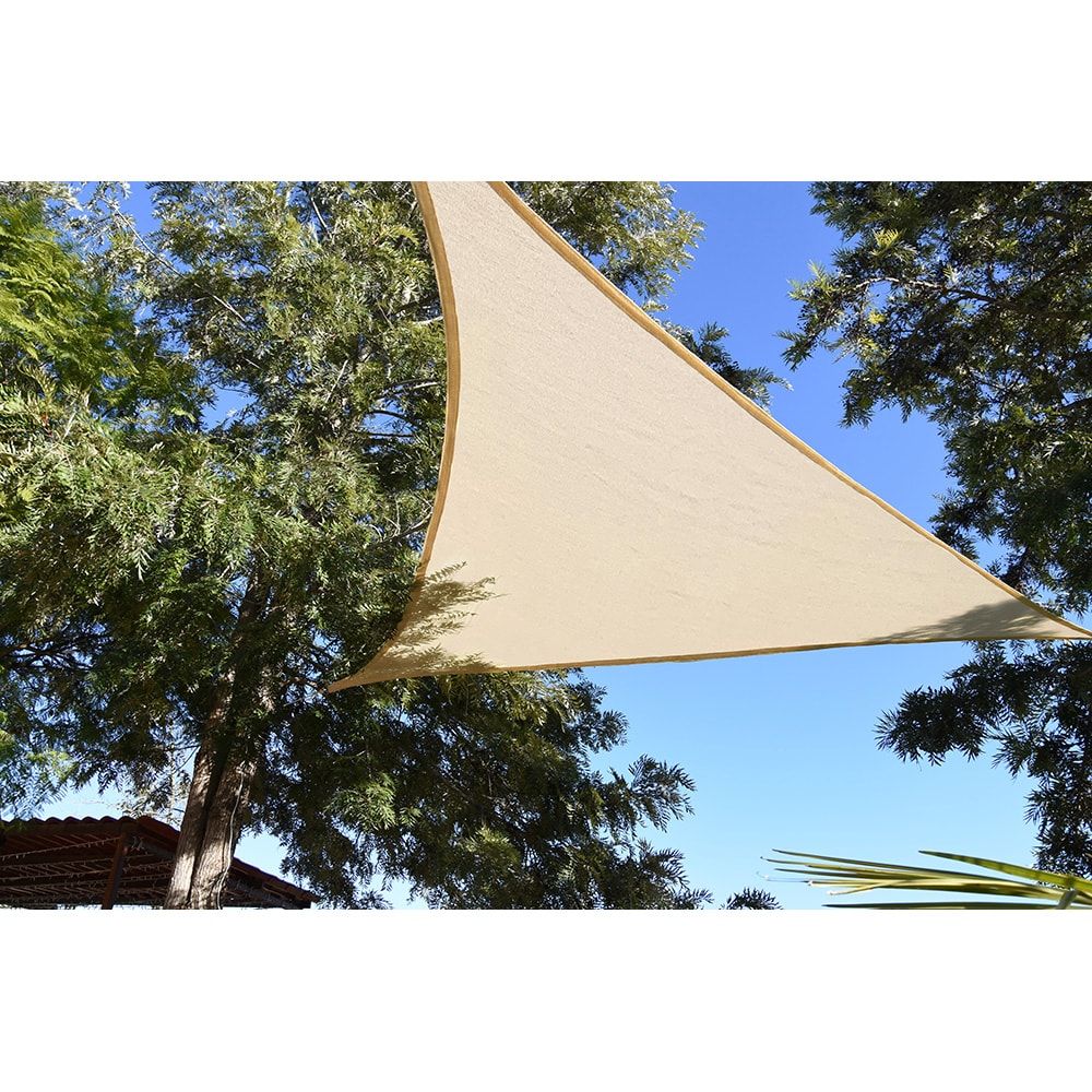 Toldo de vela triangular em HDPE bege 5 x 5 x 5 m - Image 3