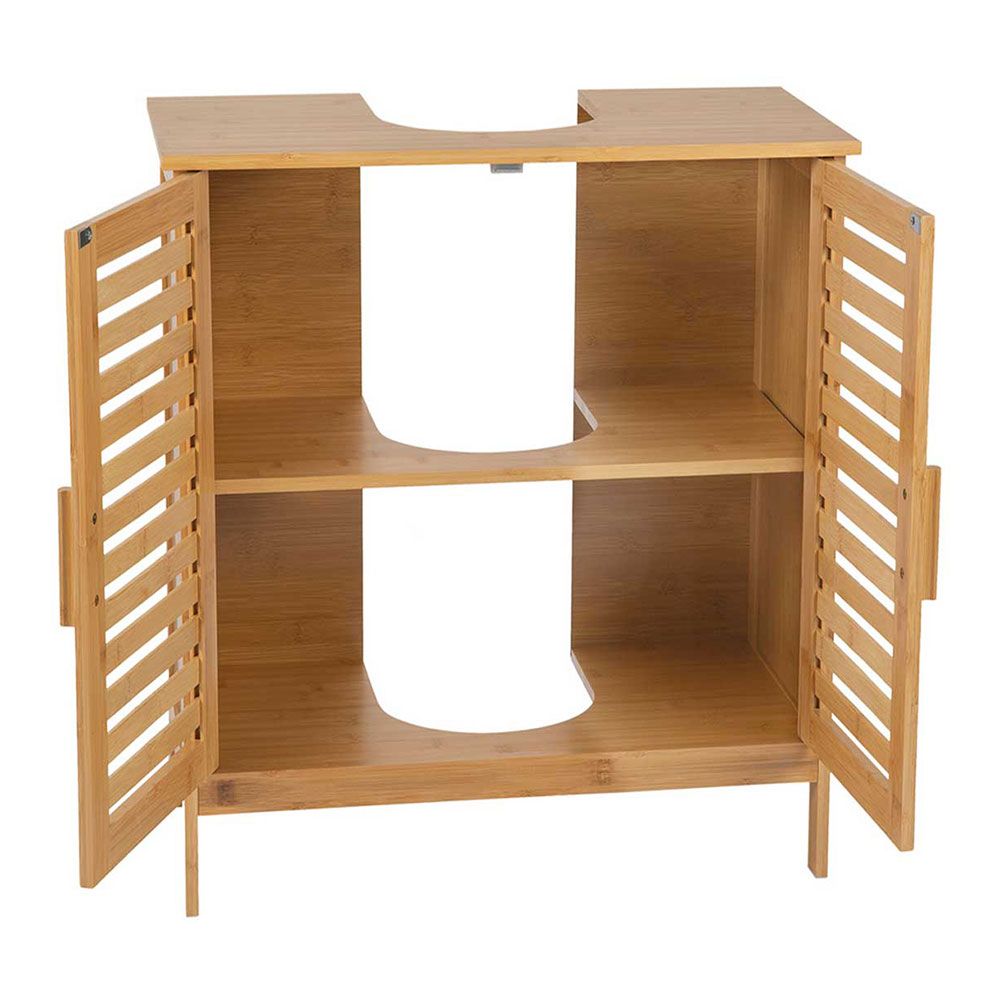 Armário de lavatório WC de bambu 60 x 30 x 62 cm - Image 2