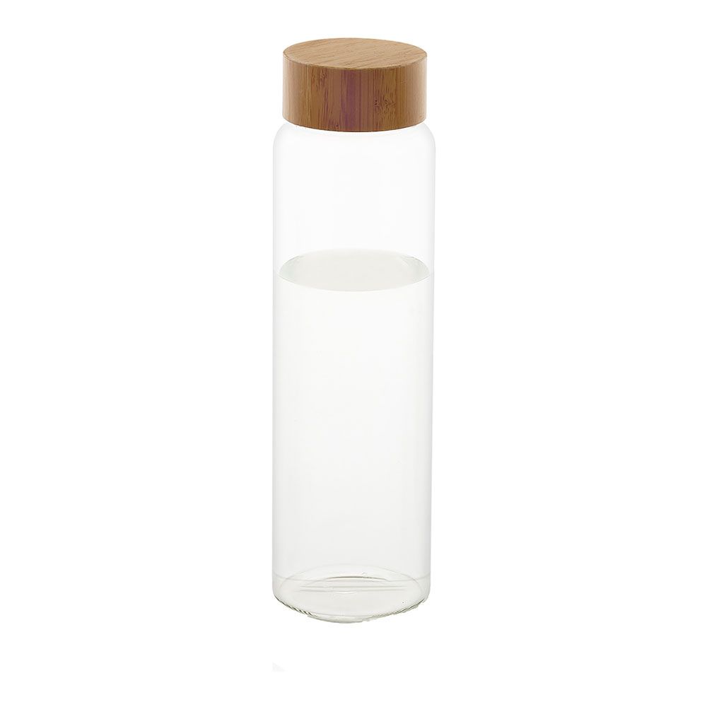 Garrafa de vidro CON tampa de bambu Ø8 x 26,5 cm 1 l