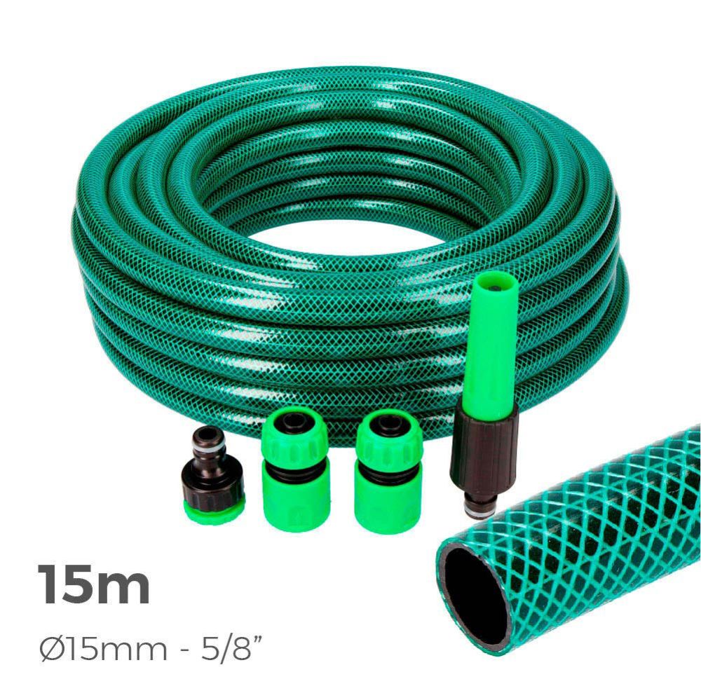 KIT mangueira de jardim basic Ø15 mm, 5/8 POL, 15 m