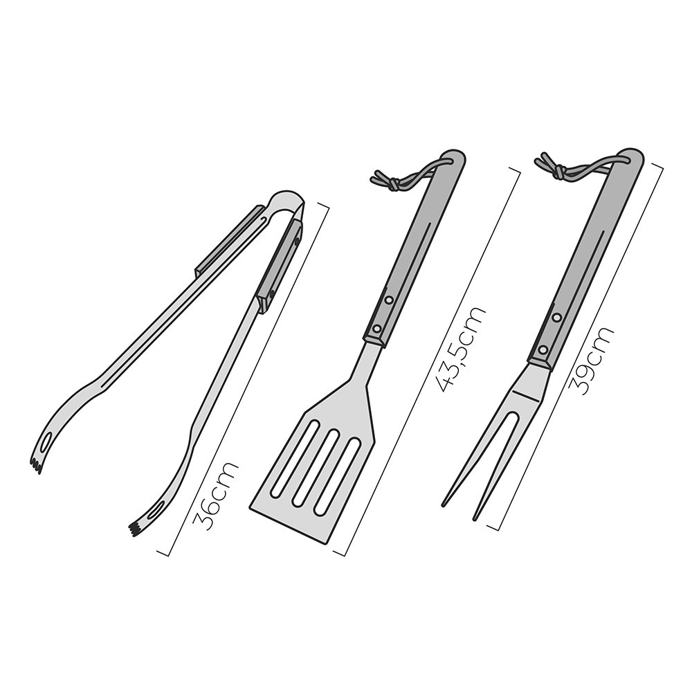 Conjunto de 3 ferramentas para churrasco de carvalho/aço inoxidável - Image 2