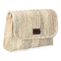 Bolsa Lola Palm com tampa e alça de couro.