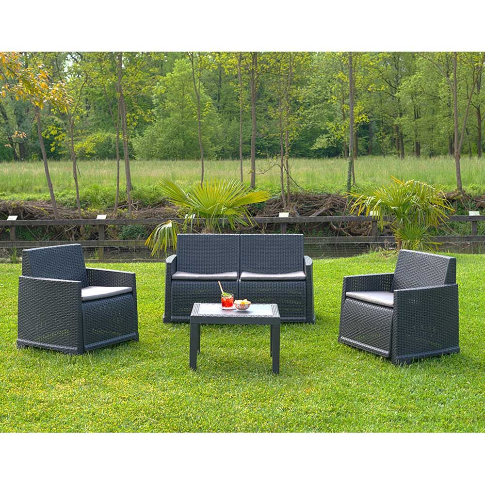 Conjunto de jardim iseo de 4 peças, antracite + almofadas - Image 2