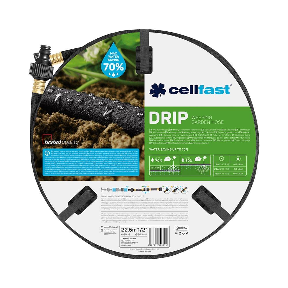 Mangueira de irrigação por gotejamento porosa de ½ POL, Ø12,5 mm x 22,5 m