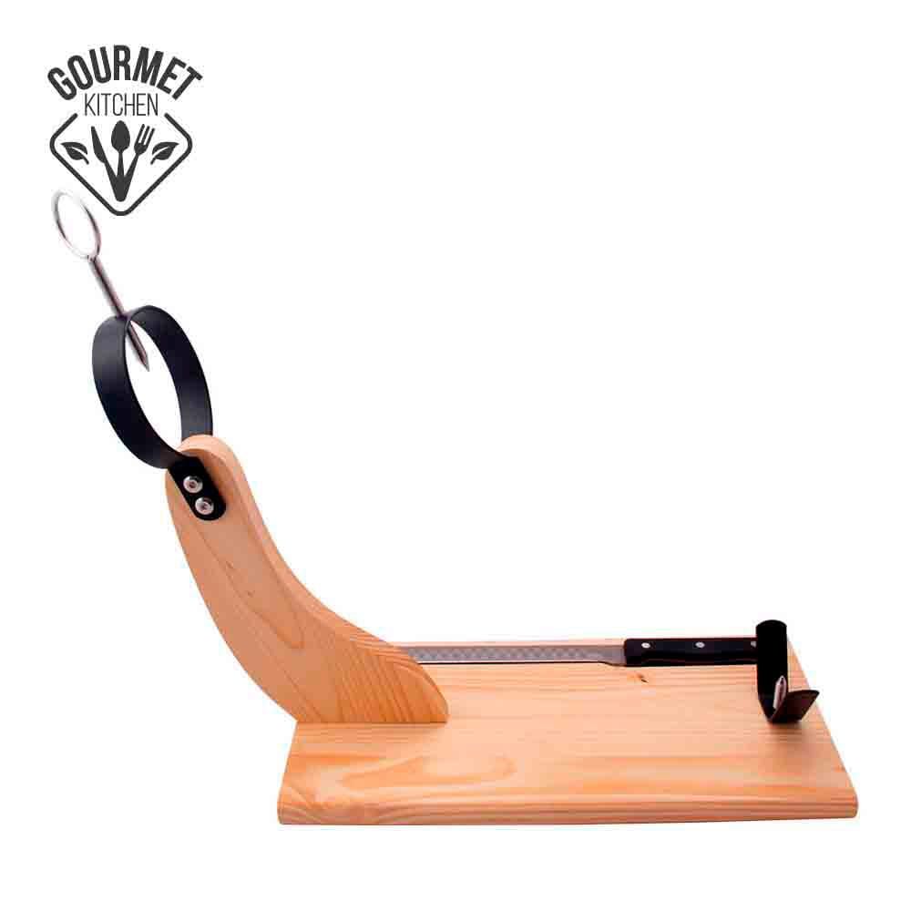 Suporte de presunto madeira de pinho premium 41 x 44 cm com faca incluida