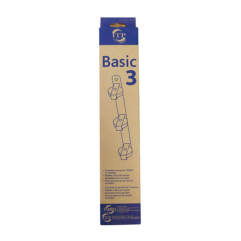 Tendedero de pared basic c/3 poleas blanco 37 x 5 x 5 cm - Image 2