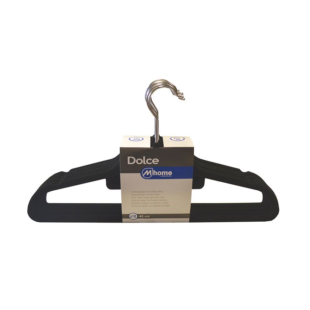 Lote de 10 cabides de plástico com acabamento veludo 42cm