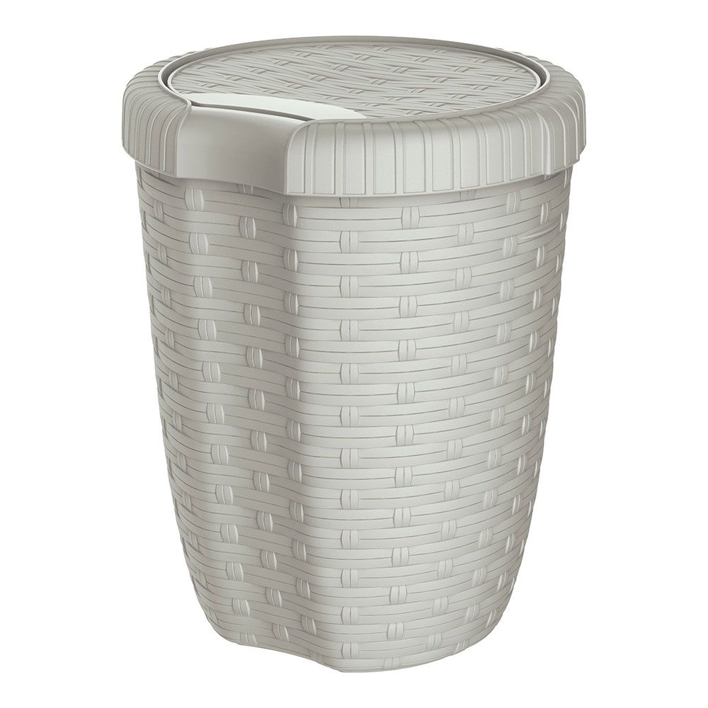 Balde com tampa 8L Ø23x29cm (altura) COR creme imitação vime/rattan