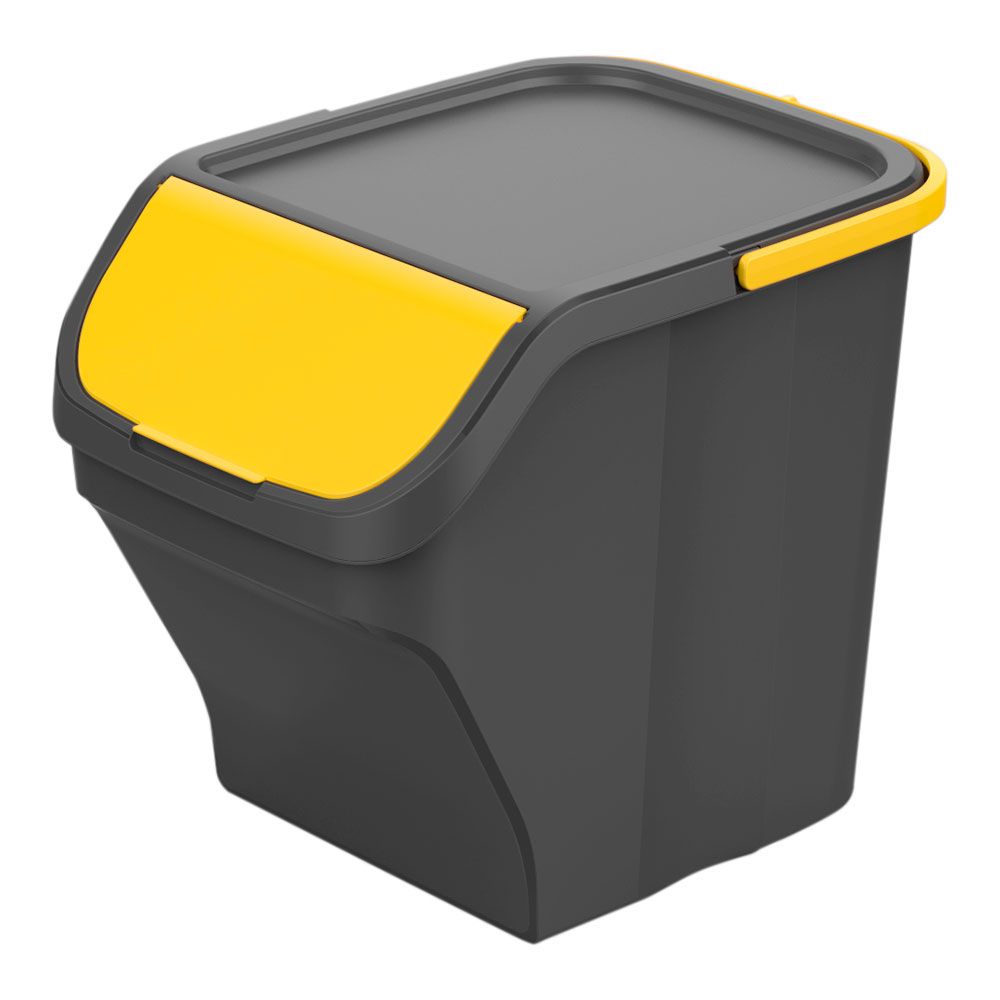 Balde stack N sort cinza com tampa amarela 30 x 40 x 34 cm 25 l