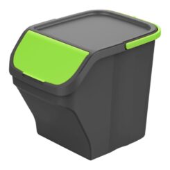 Balde stack N sort cinza com tampa verde 30 x 40 x 34 cm  25 l