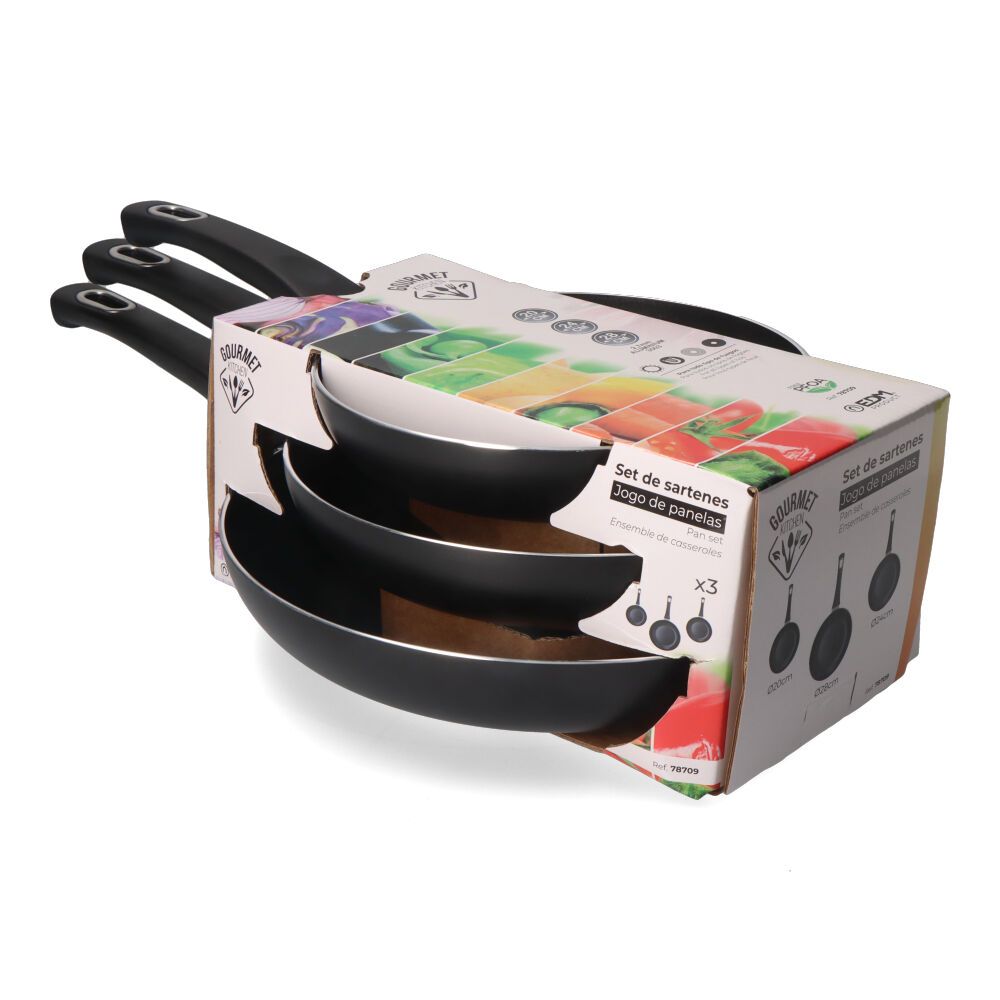 KIT 3 frigideiras antiaderentes "basic line" gourmet kitchen - Image 3