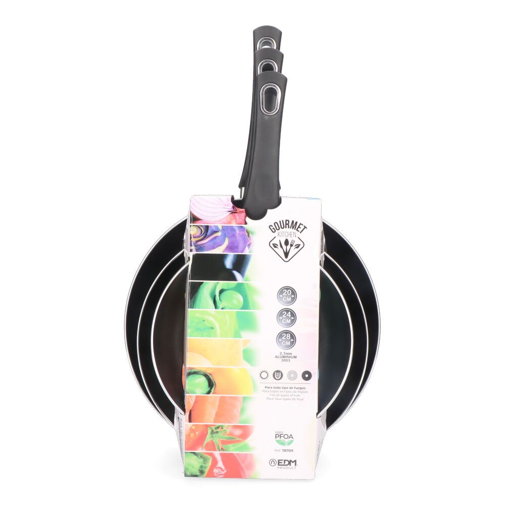 KIT 3 frigideiras antiaderentes "basic line" gourmet kitchen - Image 4