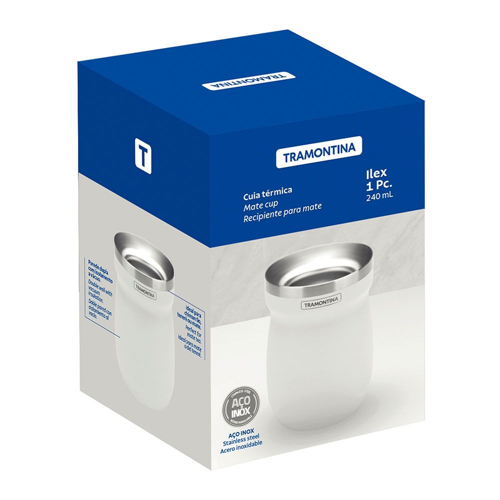 Recipiente para bebida "mate" em INOX branco 240 ml - Image 2