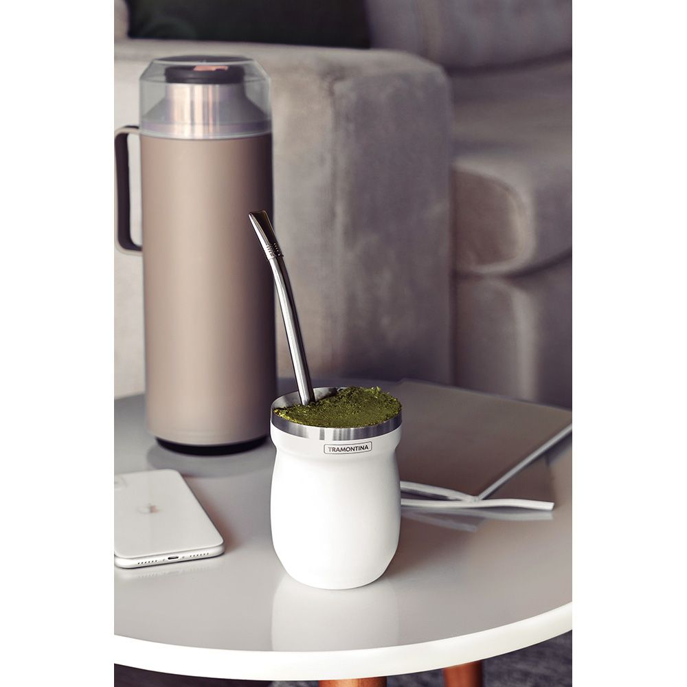 Recipiente para bebida "mate" em INOX branco 240 ml - Image 3