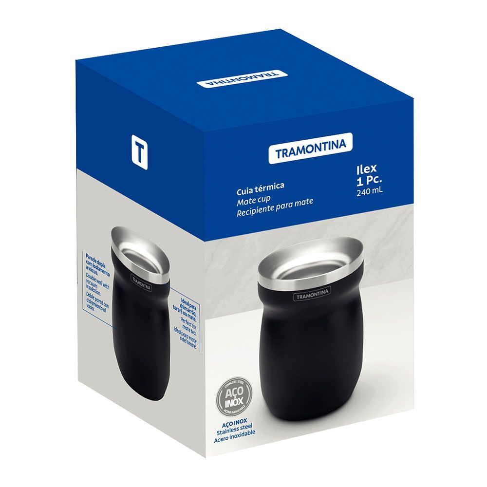 Recipiente para bebida "mate" em INOX preto 240 ml - Image 2