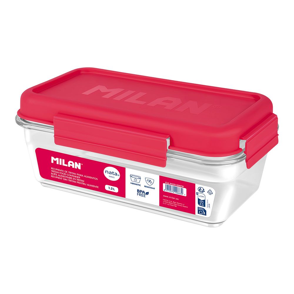 Lancheira Tritan Retangular Hermética Rosa Nata® 624 1,2 L