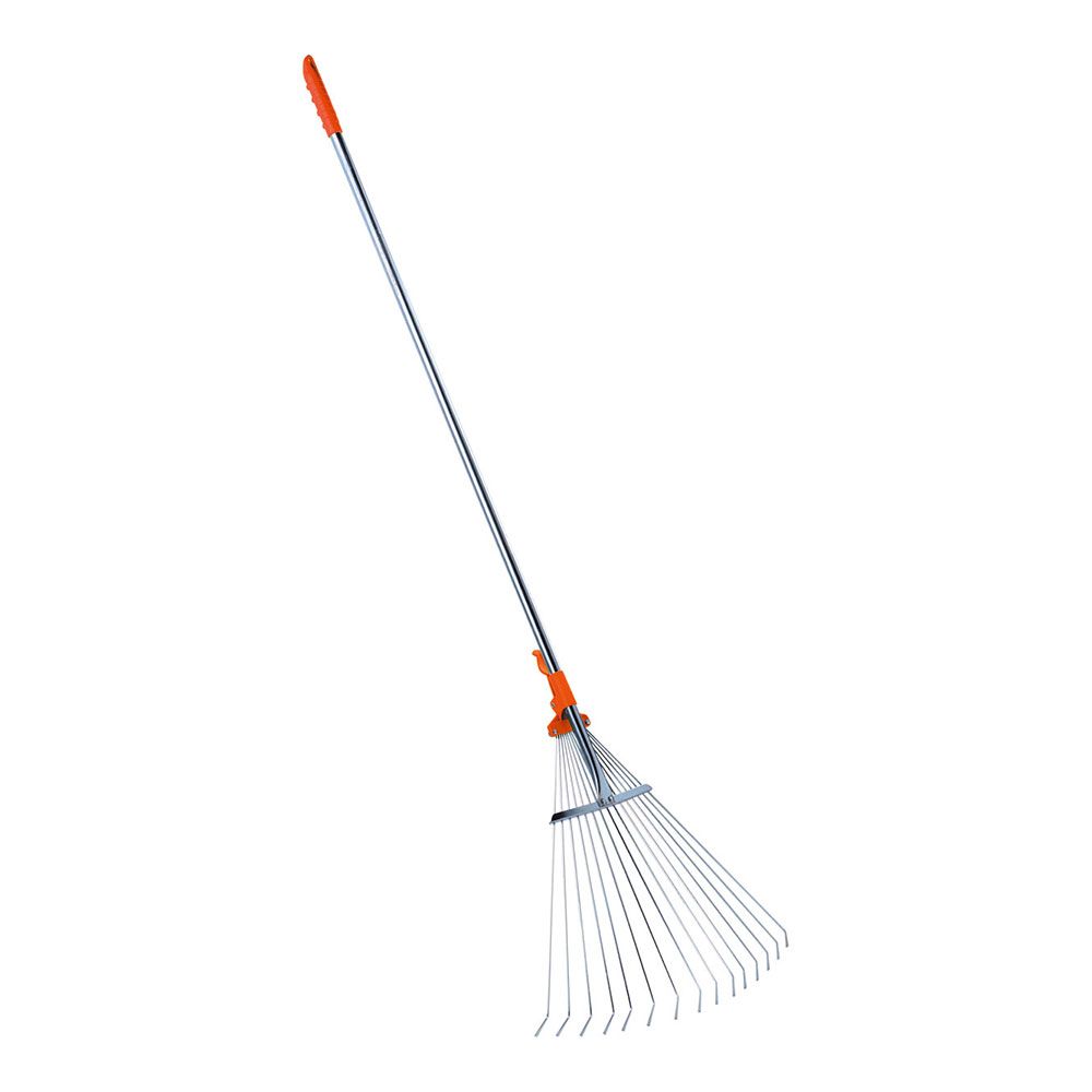 Ancinho para folhas regulável, com cabo telescópico, 1,28-1,6m. stocker