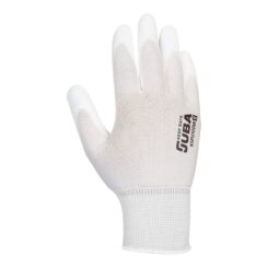 Luva de poliéster com palma em poliuretano, keep safe, branca, T-07