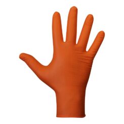 Luva de nitrilo, sem pó, descartável, com padrão de diamante, laranja, T-11, caixa 50 UDS